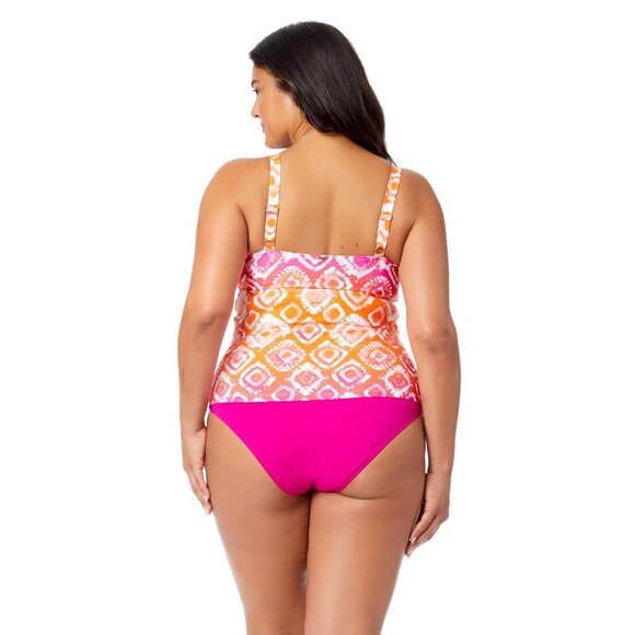 NWT Anne Cole Womens Tie Dye Foulard Tankini Swim Top Tie Dye Foulard Pink 16W - Picture 2 of 8